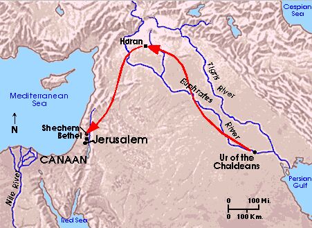 خريطة هجرة إبراهيم